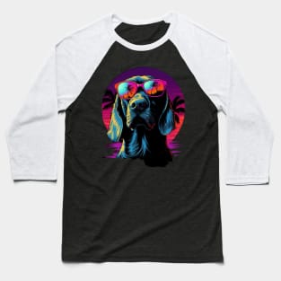 Retro Wave Bloodhound Dog Baseball T-Shirt